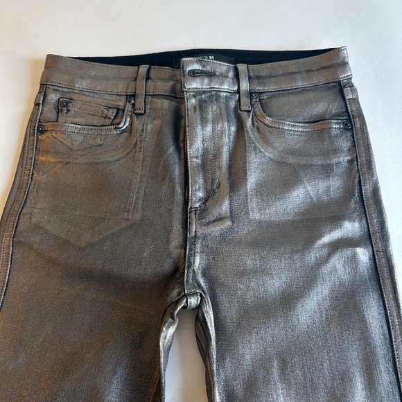 Joe’s Silver Metallic Flawless The Charlie High Rise Skinny Ankle Jeans size 26 - Picture 4 of 13